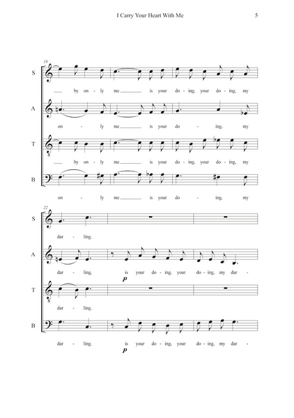 Sheet music for a song titled 'I Carry Your Heart With Me' with musical notation and lyrics.
