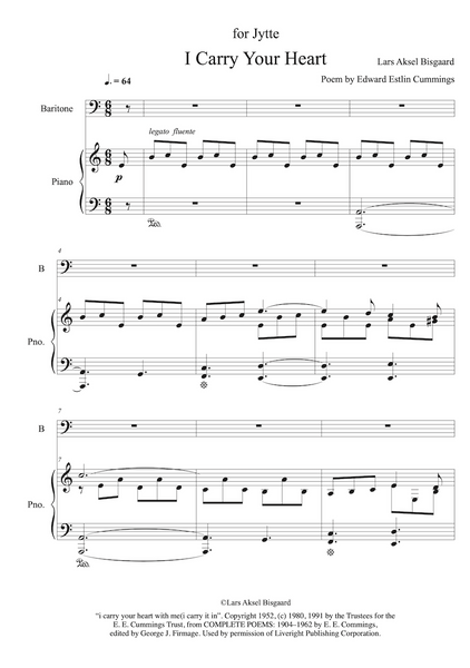 Lars Aksel Bisgaard: I Carry Your Heart With Me - for tenor or baritone and piano (GPC091)