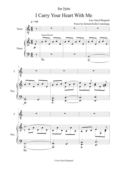 Lars Aksel Bisgaard: I Carry Your Heart With Me - for tenor or baritone and piano (GPC091)