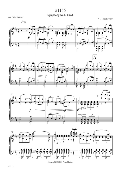 Pyotr Ilyich Tchaikovsky: Excerpt from the 1st movt. of Symphony No 6 (arranged for piano by Peter Breiner) (PB211)