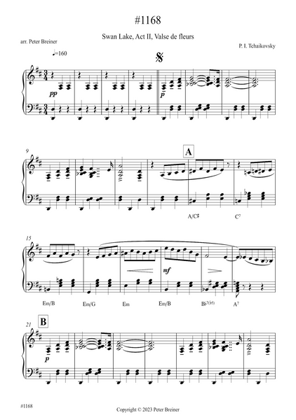 Pyotr Ilyich Tchaikovsky: Valse des fleurs, from The Nutcracker, Act 2 (arranged for piano by Peter Breiner) (PB198)