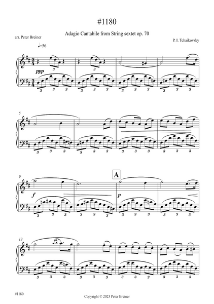Pyotr Ilyich Tchaikovsky: Adagio Cantabile from String Sextet Op. 70 (arranged for piano by Peter Breiner) (PB188)