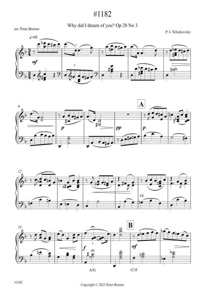 Pyotr Ilyich Tchaikovsky: Why did I dream of you? Op. 28 No.3 (arranged for piano by Peter Breiner) (PB186)