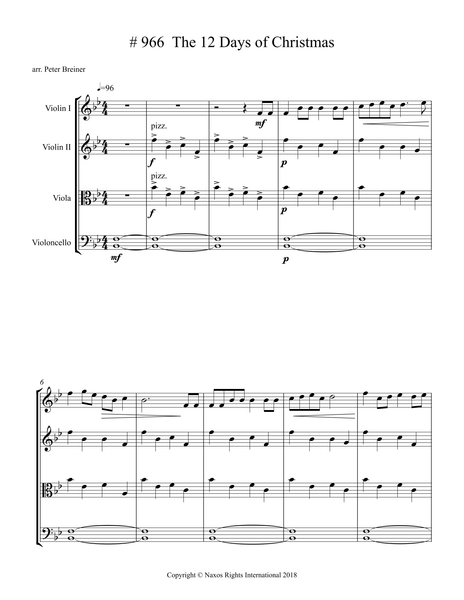 The 12 Days of Christmas – Arrangement for String Quartet by Peter Breiner (PB077)