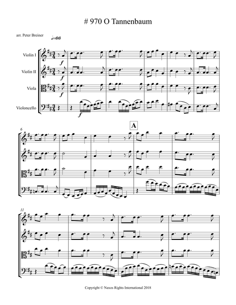 O Tannenbaum – Arrangement for String Quartet by Peter Breiner (PB081)