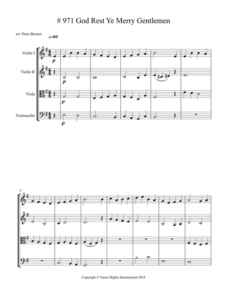 God Rest Ye Merry Gentlemen – Arrangement for String Quartet by Peter Breiner (PB082)