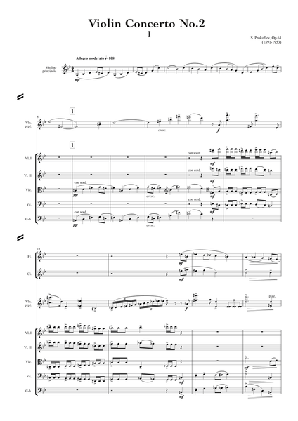 Prokofiev, Sergei: Violin Concerto No. 2 in G minor, Op. 63 (arr. for String Quintet & Wind Quintet) (AEGC17)