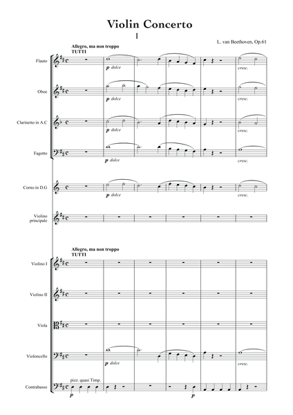 Beethoven, Luwig van: Violin Concerto in D Major, Op. 61 (arr. for String Quintet & Wind Quintet) (AEGC1)