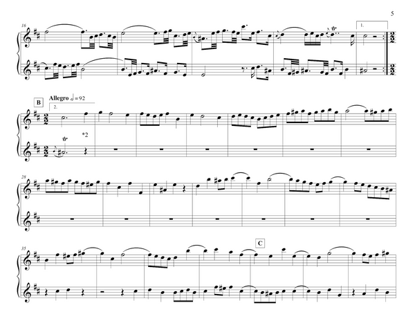 J.S. Bach: Orchestral Suite No. 2 In B Minor, BWV 1067 arranged for piano duet by Eleonor Bindman (GPC084)