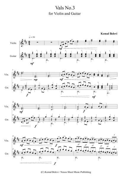 Kemal Belevi: Vals No.3 – for Violin and Guitar