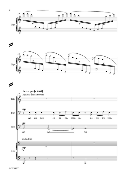 Lydia Kakabadse: Odyssey – for mixed choir (SATBB) and harp