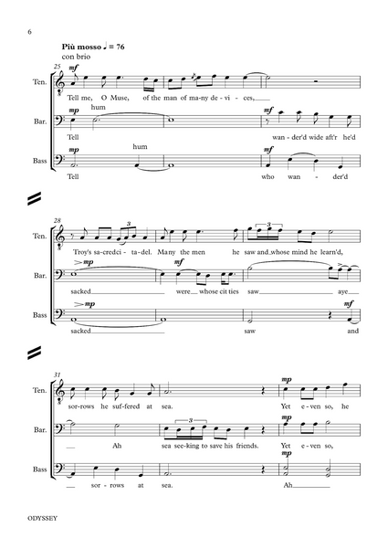 Lydia Kakabadse: Odyssey – for mixed choir (SATBB) and harp