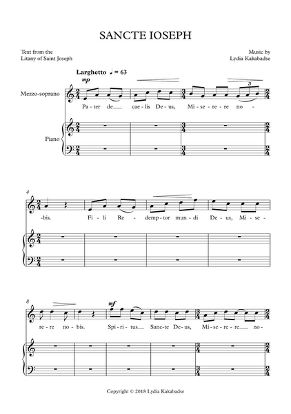 Lydia Kakabadse: Sancte Ioseph - for mezzo soprano and piano