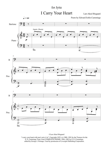 Lars Aksel Bisgaard: I Carry Your Heart With Me - for male voice and piano (GPC091)