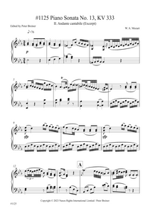 Wolfgang Amadeus Mozart: Excerpt from the 2nd movt. (Andante cantabile) of Piano Sonata No. 13, KV 333 (edited by Peter Breiner) (PB232)