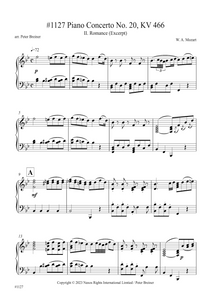 Wolfgang Amadeus Mozart: Excerpt from the 2nd movt. (Romance) of Piano Concerto KV 466 (arranged by Peter Breiner) (PB230)
