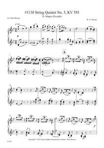Wolfgang Amadeus Mozart: Excerpt from the 2nd movt. (Adagio) of String Quintet KV 593 (arranged for piano by Peter Breiner) (PB221)