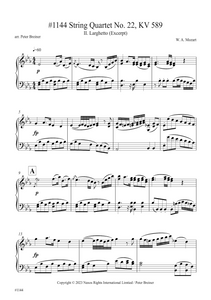 Wolfgang Amadeus Mozart: Excerpt from the 2nd movt. (Larghetto) of String Quartet KV 589 (arranged for piano by Peter Breiner) (PB218)
