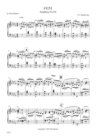 Pyotr Ilyich Tchaikovsky: Excerpt from the 2nd movt. of Symphony No 4 (arranged for piano by Peter Breiner) (PB214)