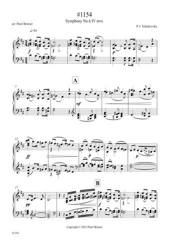Pyotr Ilyich Tchaikovsky: Excerpt from the 4th movt. of Symphony 6 (arranged for piano by Peter Breiner) (PB212)