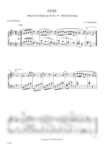 Pyotr Ilyich Tchaikovsky: Old French Song, from Children's Album Op. 39 No. 16 (arranged for piano by Peter Breiner) (PB205)