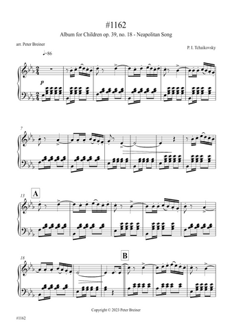Pyotr Ilyich Tchaikovsky: Neapolitan Song, from Children's Album Op. 39, No. 18 (arranged for piano by Peter Breiner) (PB204)