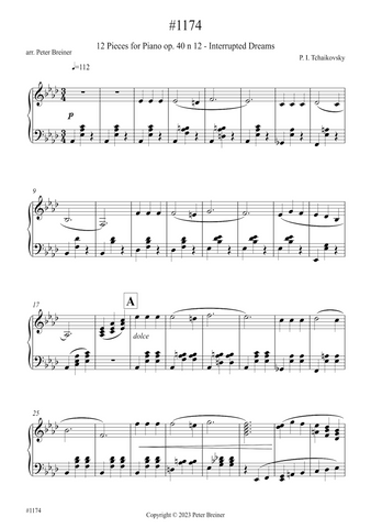 Pyotr Ilyich Tchaikovsky: Interrupted Dreams, from 12 Pieces Op. 40 No. 12 (arranged for piano by Peter Breiner) (PB193)