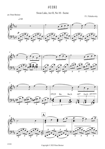 Pyotr Ilyich Tchaikovsky: Scene from Swan Lake Act II No. 10 (arranged for piano by Peter Breiner) (PB187)