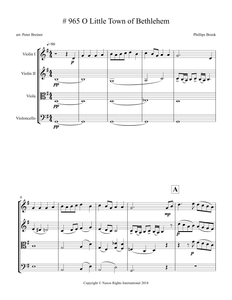Little Town of Bethlehem – Arrangement for String Quartet by Peter Breiner (PB076)