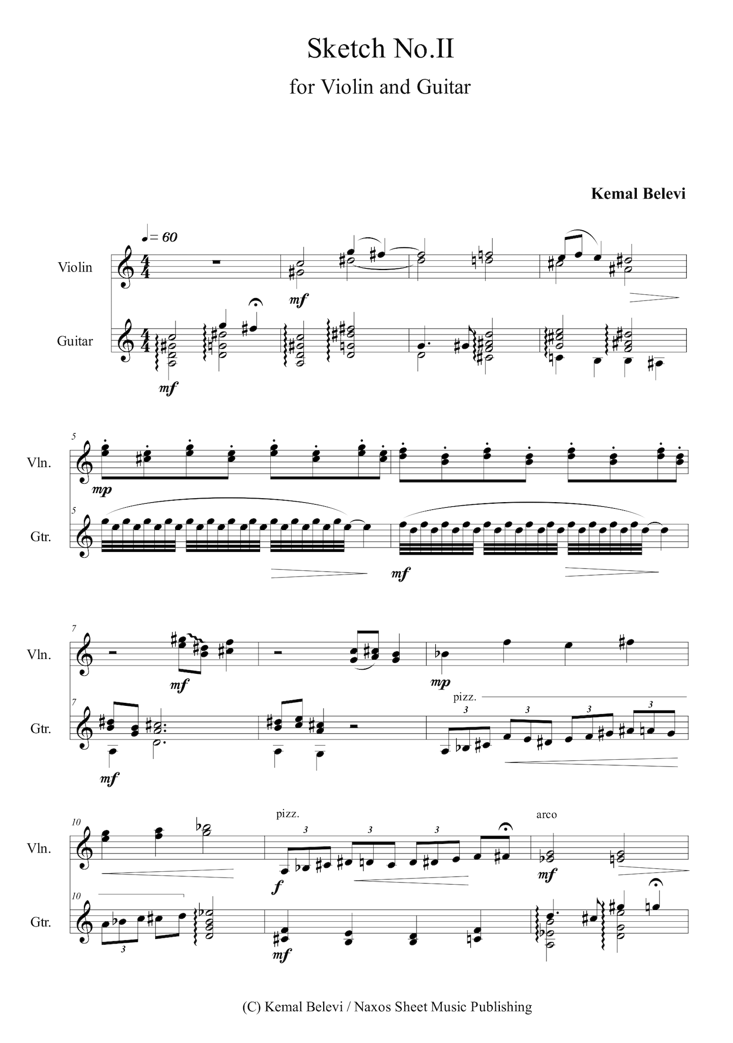 Kemal Belevi: Sketch No.2 – for Violin and Guitar