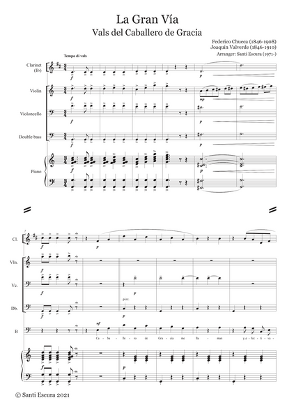 Federico Chueca: Vals del Caballero de Gracia (La Gran Vía) – arranged for voices and ensemble by Santi Escura (NXP115)