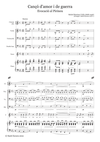 Rafael Martínez-Valls: Evocació al Pirineu (Cançó d'amor i de guerra) – arranged for voices and ensemble by Santi Escura (NXP125)