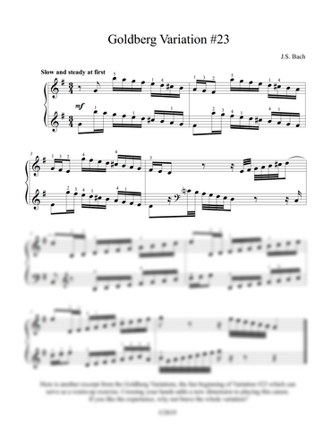 J.S. Bach: Goldberg Variation No. 23, BWV 988 – arranged for piano by Eleonor Bindman