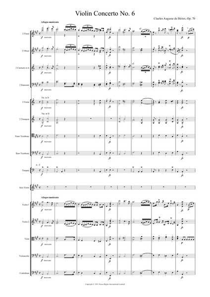 Charles Auguste de Bériot: Violin Concerto No. 6 in A Major, Op. 70 – full score (NXP002)