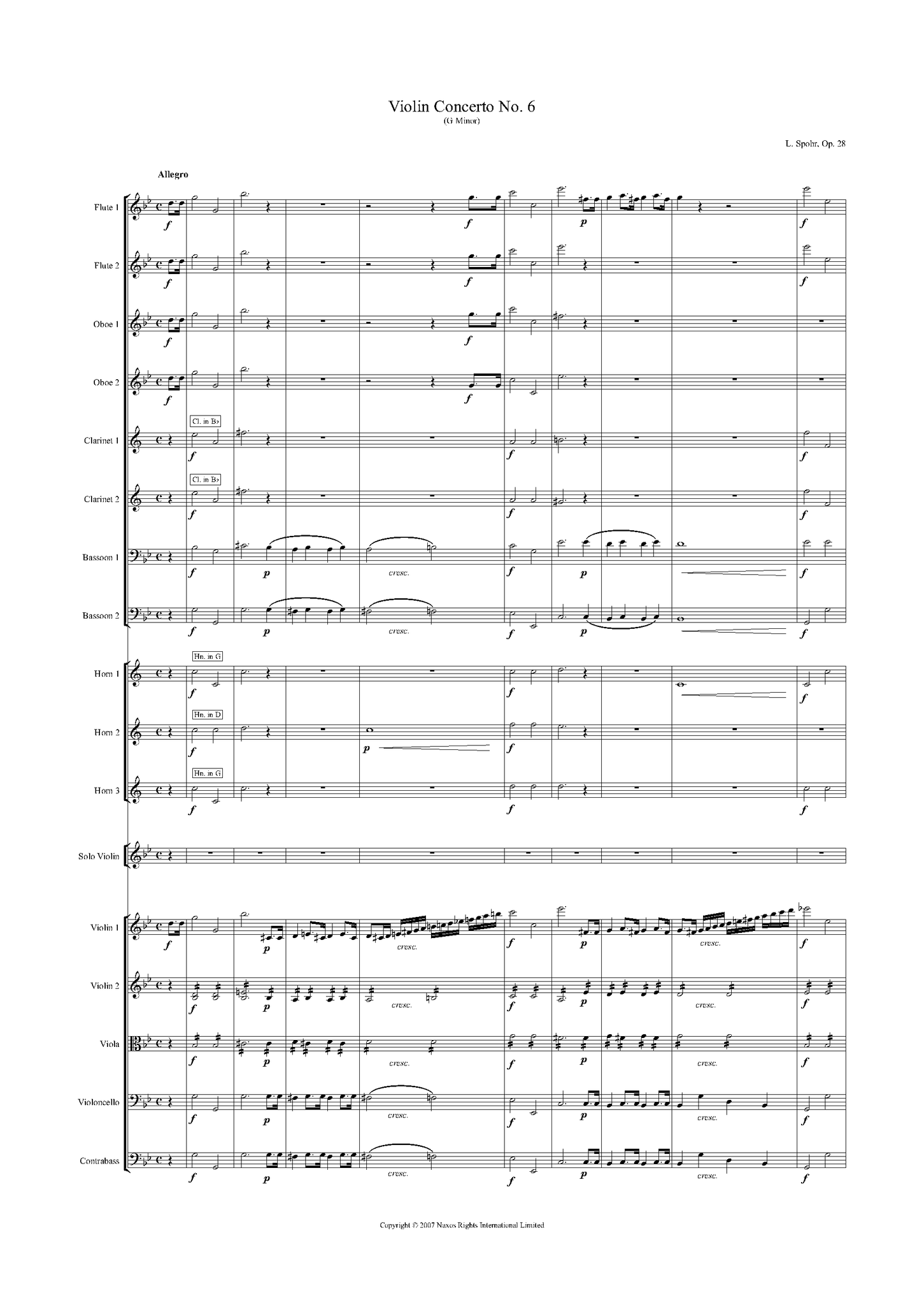 Louis Spohr: Violin Concerto No. 6 in G Minor, Op. 28 – full score (NXP009)