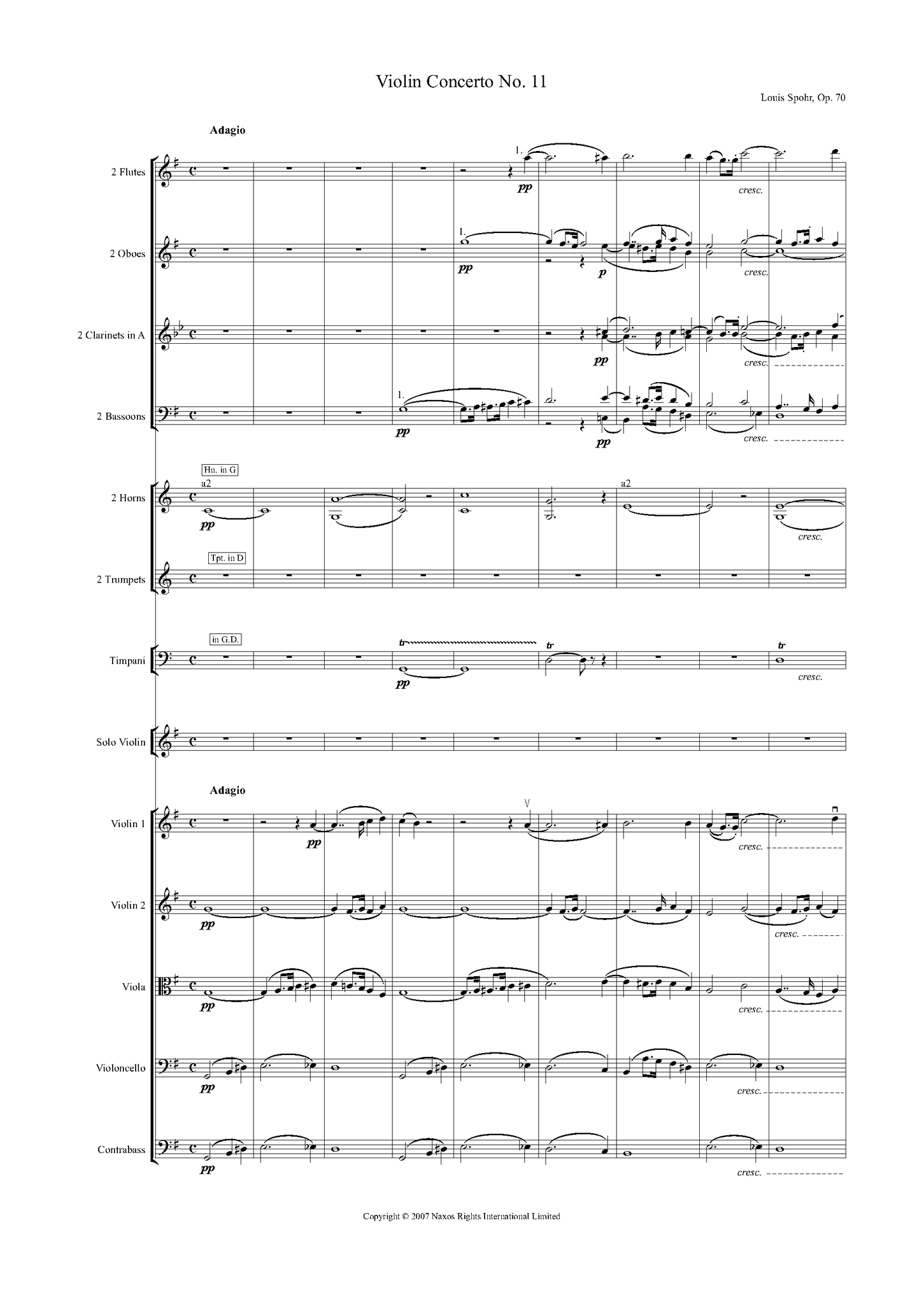 Louis Spohr: Violin Concerto No. 11 in G Major, Op. 70 – full score (NXP010)