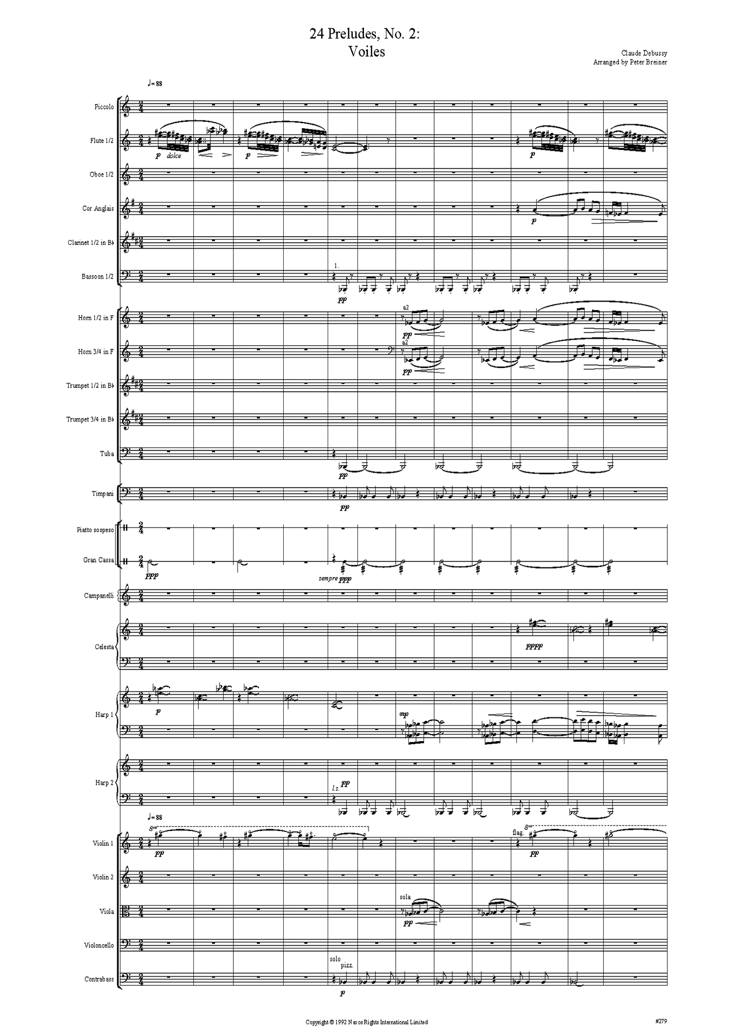 Claude Debussy: 24 Préludes, No. 2: Voiles – arranged by Peter Breiner (PB019)
