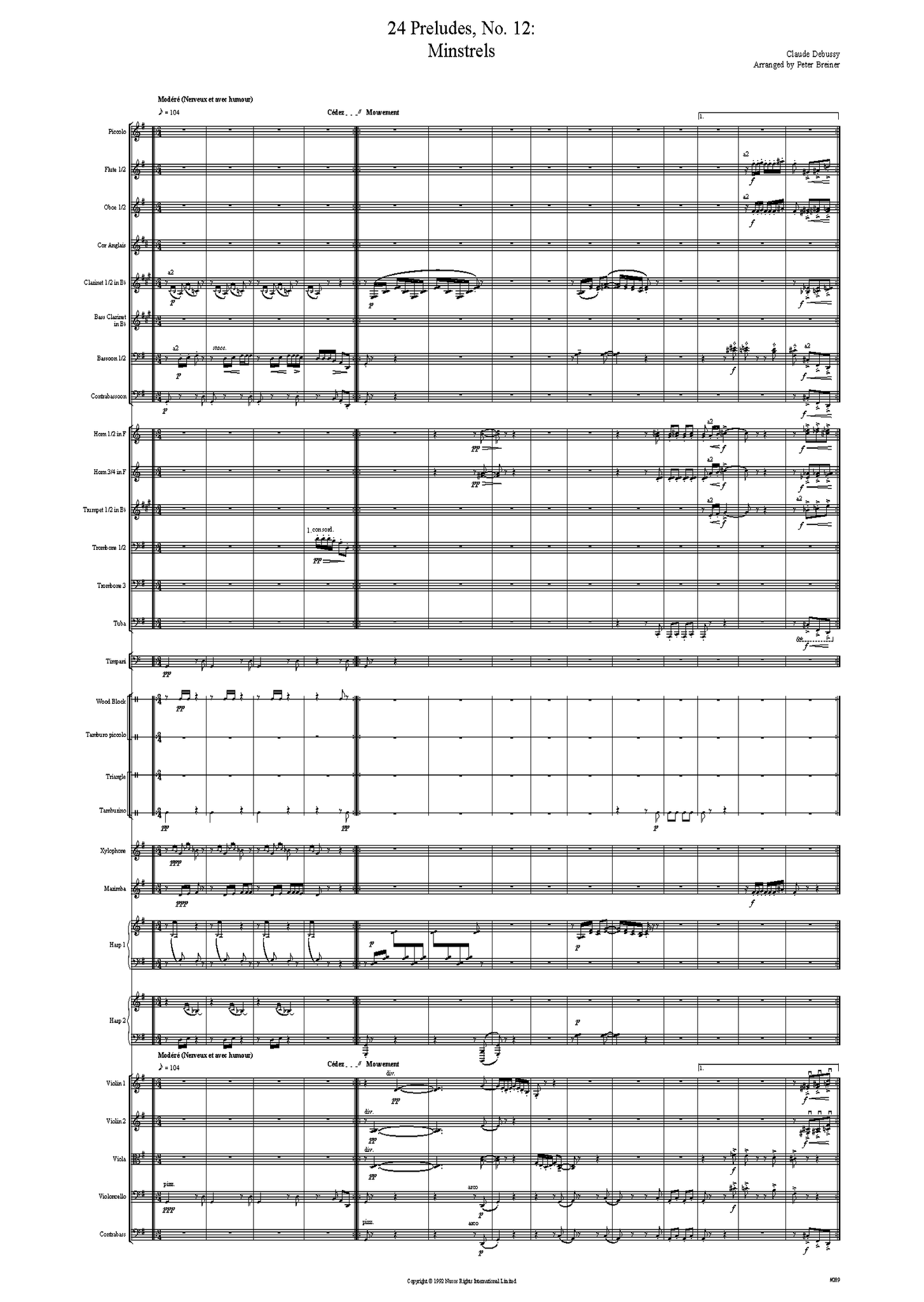 Claude Debussy: 24 Préludes, No. 12: Minstrels – arranged by Peter Breiner (PB029)