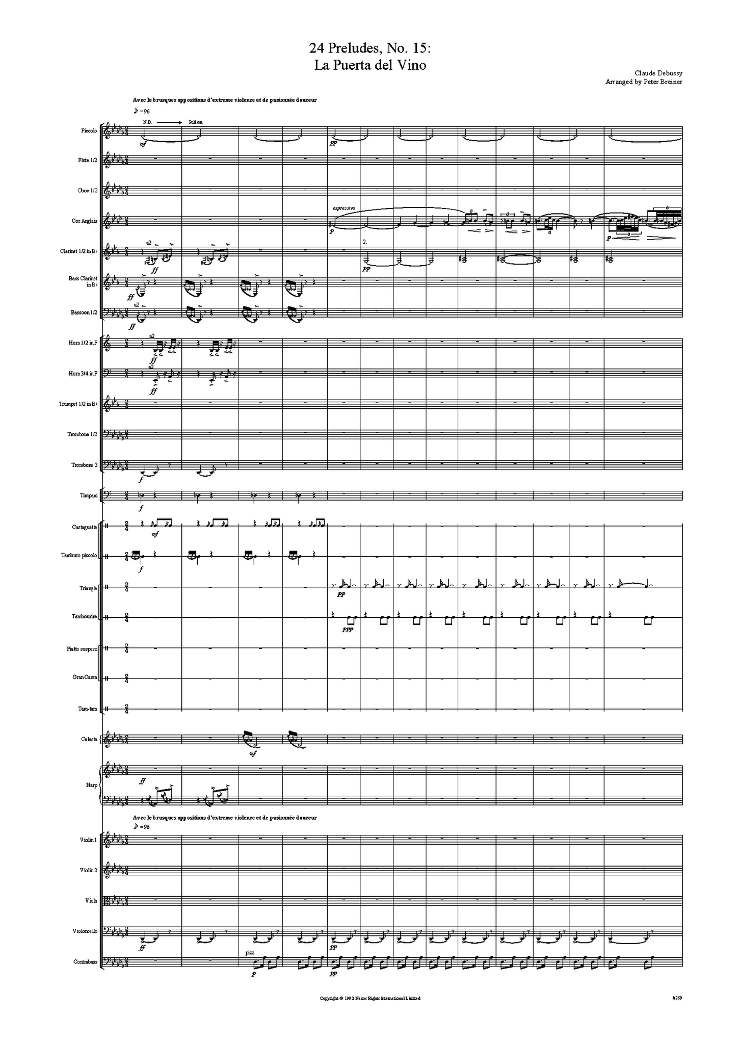 Claude Debussy: 24 Préludes, No. 15: La Puerta del Vino – arranged by Peter Breiner (PB032)