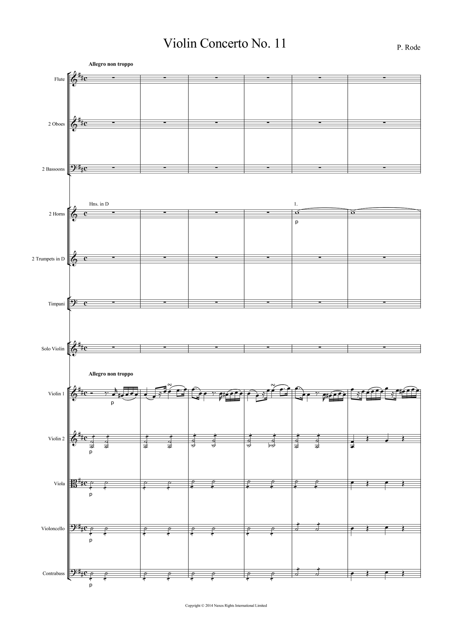 Pierre, Rode: Violin Concerto No. 11 in D major, Op. 23 (Rode011)