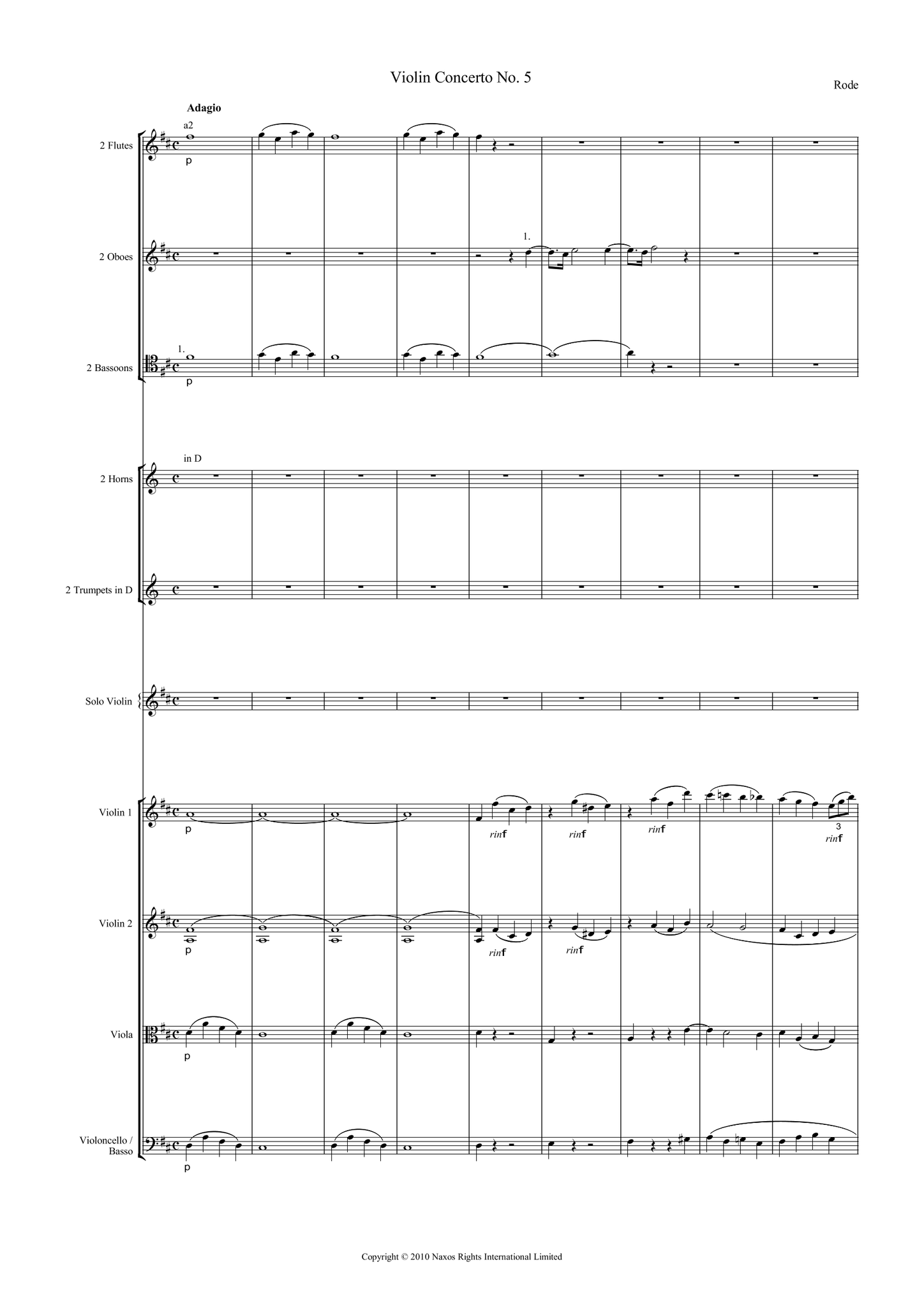 Pierre, Rode: Violin Concerto No.5 in D Major, Op.7 (Rode005)