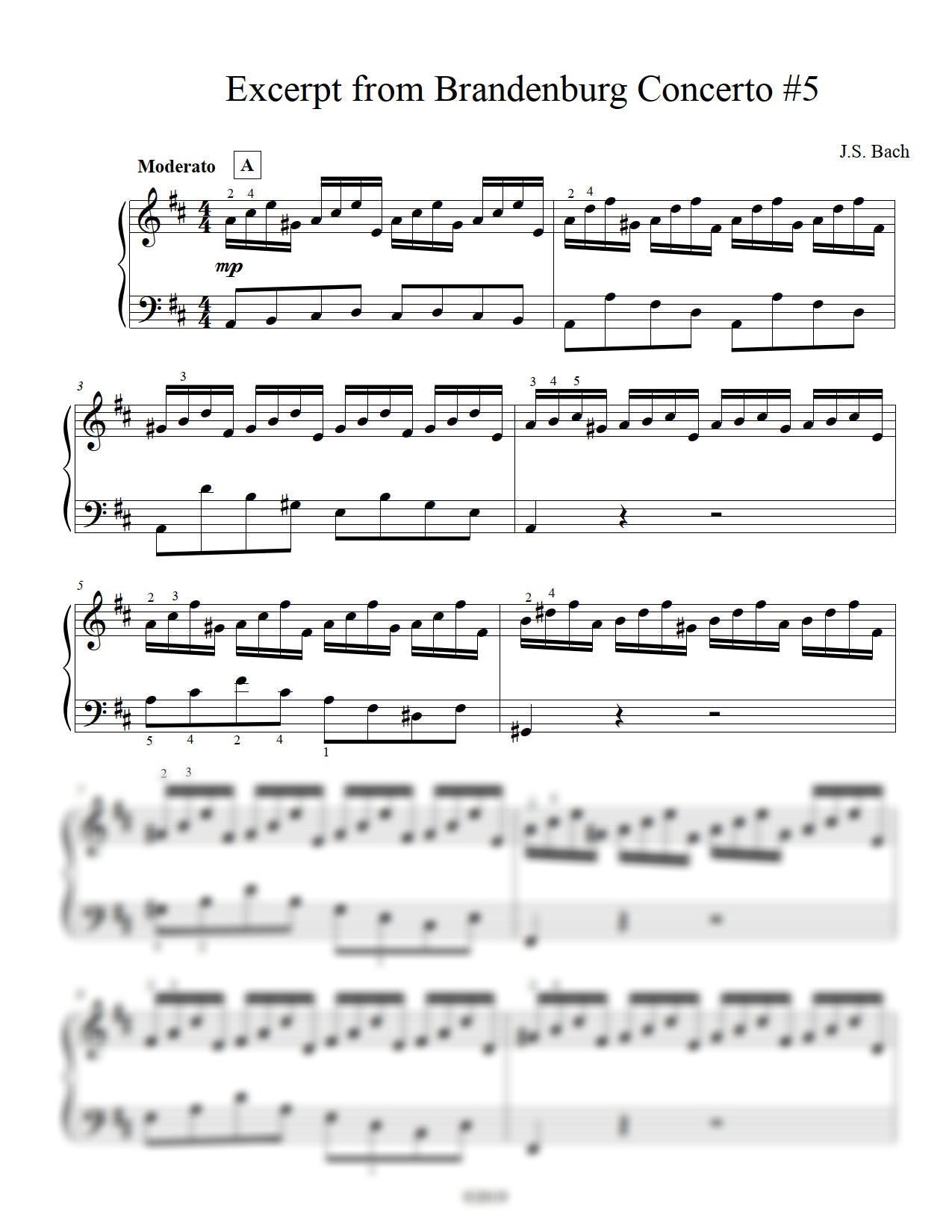 J.S. Bach: Brandenburg Concerto #5, BWV 1050 arranged for piano by Eleonor Bindman (GPC064)