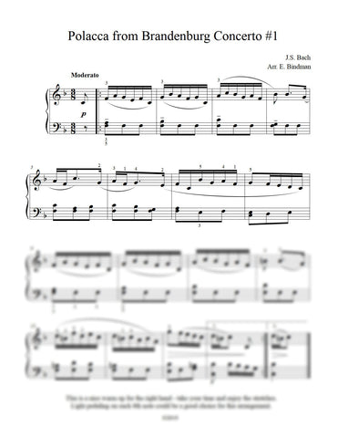 J.S. Bach: Polacca from Brandenburg Concerto #1, BWV 1046 arranged for piano by Eleonor Bindman (GPC049)